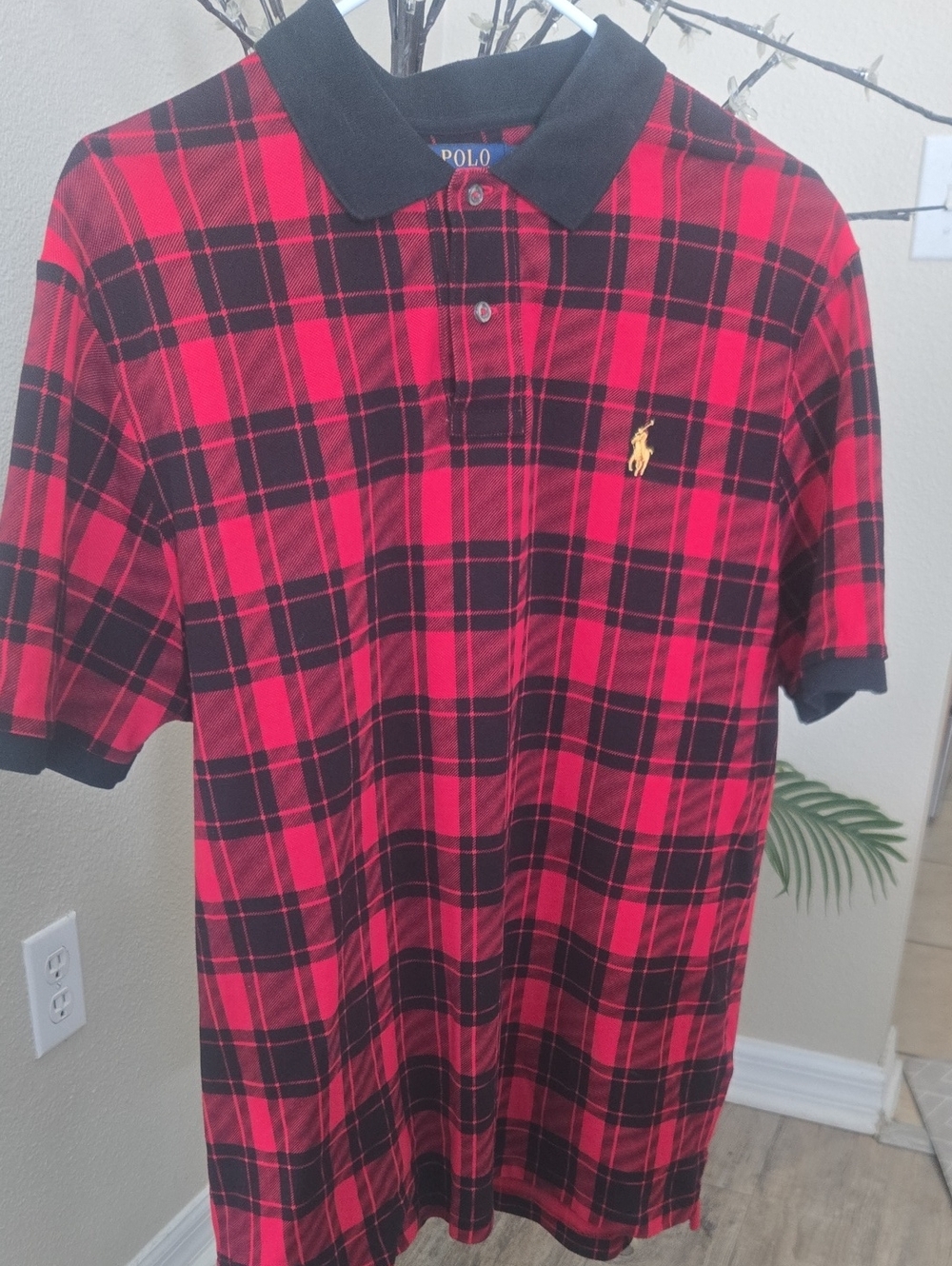 Polo by Ralph Lauren Red and Black Plaid Short-Sleeve Polo